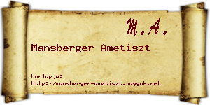 Mansberger Ametiszt névjegykártya